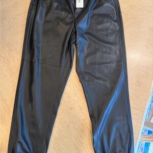 Z Supply Black Faux Leather Joggers